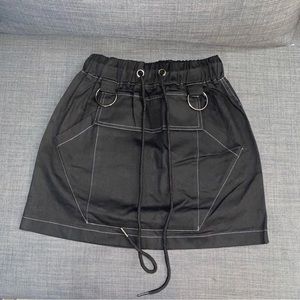 Black Cargo Mini Skirt